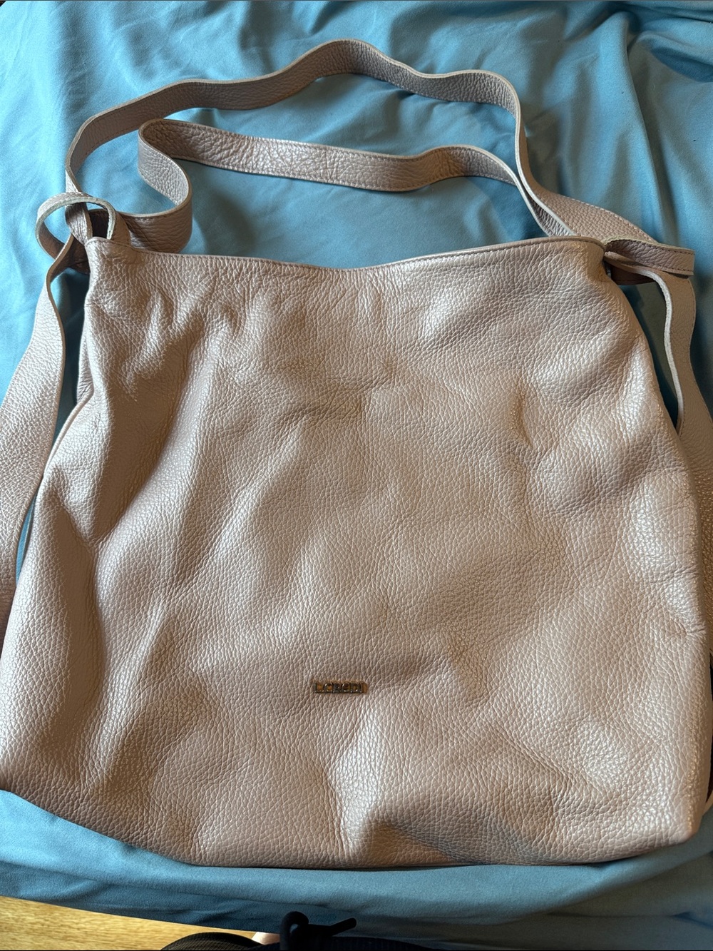 L.Credi Leather Shoulder backpack convertible Bag in Soft Blush tan